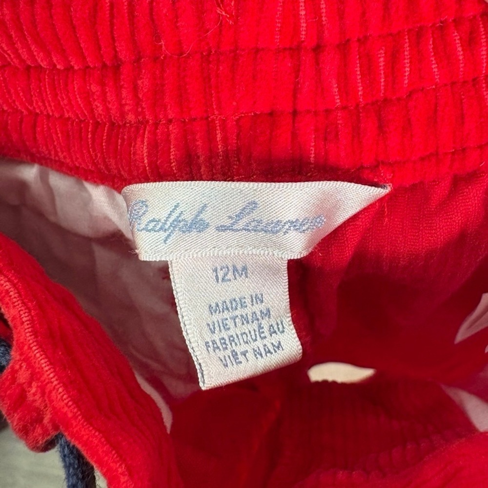 RALPH LAUREN Corduroy Pants Baby Boy 12M Red Belted 12 Months Preppy - Picture 6 of 8